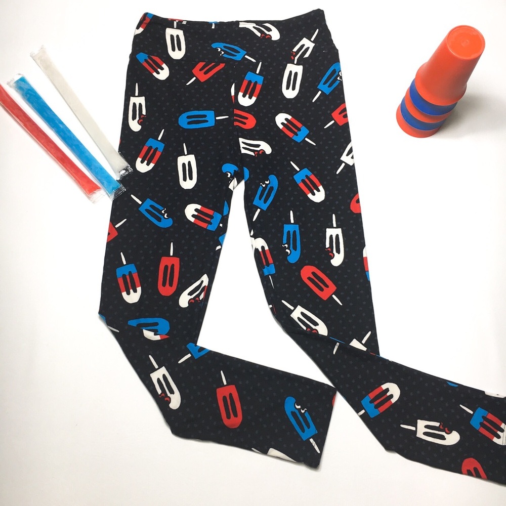 LuLaRoe Patriotic Popsicle Leggings, sz OS